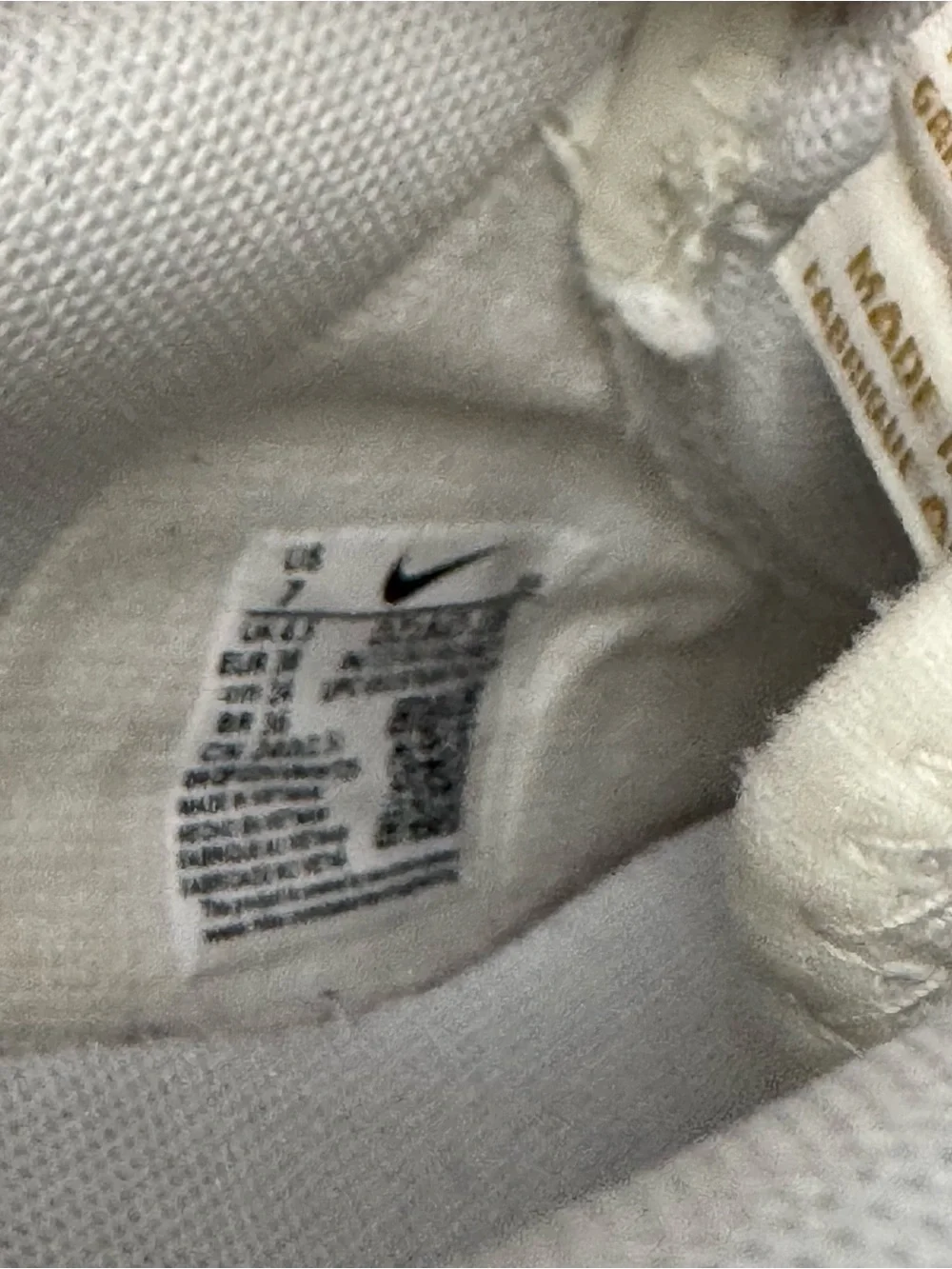 Nike Air Force 1 Womens sneakers white metallic gold - size 7